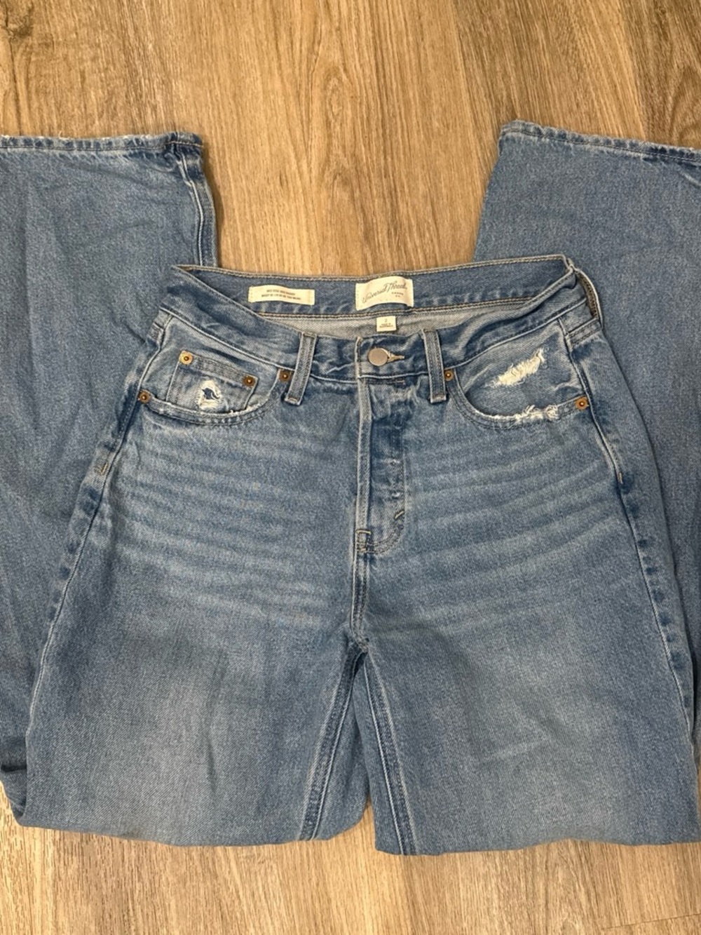 Universal Thread High-Rise Light Blue Distressed Straight Jeans